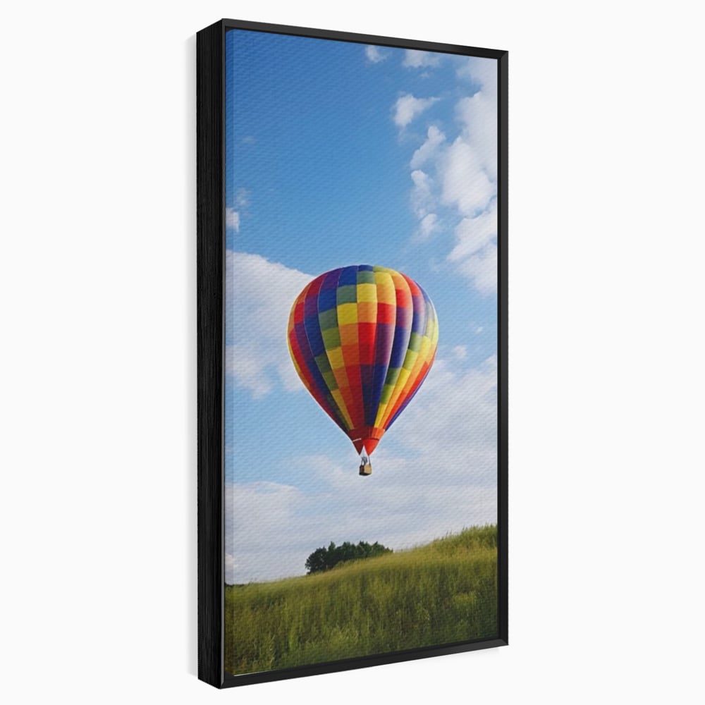 Tablou canvas cu tablou canvas cu balon cu aer cald, in rama de aluminiu negru